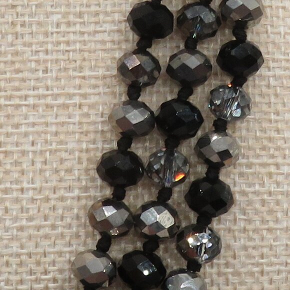 Black Gray Shimmery Beaded AB Accent Necklace - Picture 4 of 5